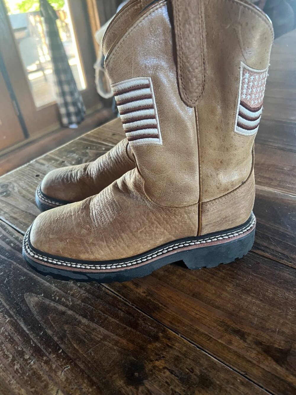 J.b. Dillon Reserve Women's Size 6 Square Toe Flag Cowboy Boots Usa